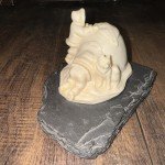 1970s Pearlite Inuit Couple with Husky Sculpture