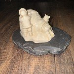 1970s Pearlite Inuit Couple with Husky Sculpture