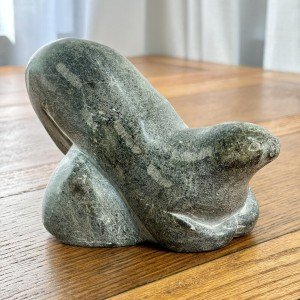 Signed 7” Inuit Soapstone Seal Sculpture