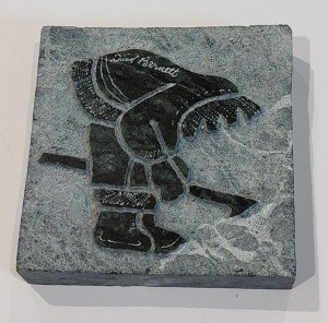David Bernett Marble Inuit Ice Fisherman Sculpture