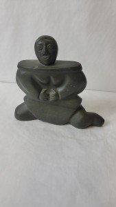Inuit Serpentine Stone Carving Sitting Figurine
