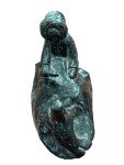 Inuit Soapstone Carving: Man Feeding Seal Fish