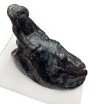Inuit Soapstone Carving: Man Feeding Seal Fish