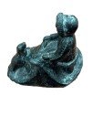 Inuit Soapstone Carving: Man Feeding Seal Fish