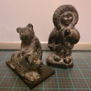 Wolf and Bear Inuit Soapstone Carving