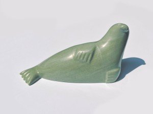 Inuit Soapstone Seal Sculpture – Signed Vintage Art