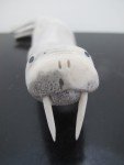 Canada INUIT Native Carved Antler Lounging WALRUS with Tusks Figurine Sculpture