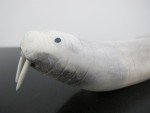 Canada INUIT Native Carved Antler Lounging WALRUS with Tusks Figurine Sculpture