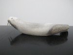 Canada INUIT Native Carved Antler Lounging WALRUS with Tusks Figurine Sculpture