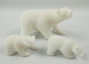 Hand Carved White Marble Polar Bear Sculptures Native American Inuit