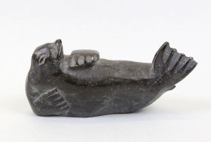 Josie Epoo 1974 Inuit Soapstone Basking Seal