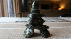 Signed Inuit Soapstone Stacked Stone Carving 5