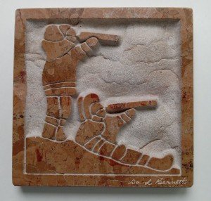 Inuit Artist-Signed Rose Marble Carving Plaque