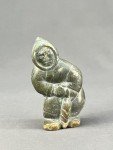 Inuit Soapstone Carving: Eskimo with Fish
