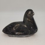 Vintage Inuit Soapstone Seal Carving with Stickers