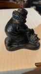 Female Eskimo with Dog Soapstone Carving