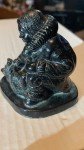 Female Eskimo with Dog Soapstone Carving