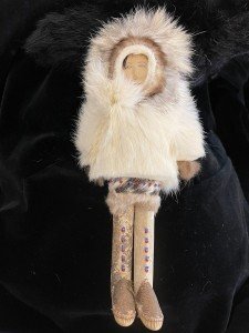 Handmade Inuit Doll with Beaded Fur Face 9.5”
