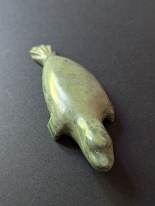 Signed Vintage Inuit Soapstone Seal Carving