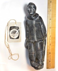 Inuit Stone Carving: Vintage 1970s Fisherman Figure