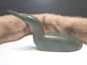 Vintage Inuit Crane Duck Soapstone Carving Figurine