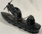 Al Wolf Inuit Soapstone Umiak Hunting Figurine