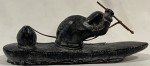 Al Wolf Inuit Soapstone Umiak Hunting Figurine