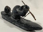Al Wolf Inuit Soapstone Umiak Hunting Figurine