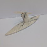Inuit Art Carving: Kayak with Harpoon Design