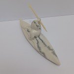 Inuit Art Carving: Kayak with Harpoon Design