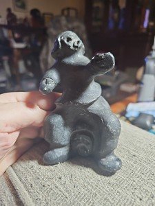 Inuit Soapstone Carving with Faces - Signed VL