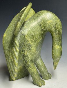 Large Hand-Carved Inuit Eagle Stone Sculpture