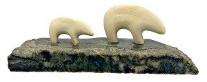 Hand-Carved Inuit Polar Bear Sculpture on Marble