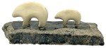 Hand-Carved Inuit Polar Bear Sculpture on Marble