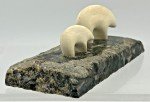 Hand-Carved Inuit Polar Bear Sculpture on Marble