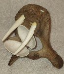 Signed Inuit Carving: Shell, Antler, Lava Rock Walrus