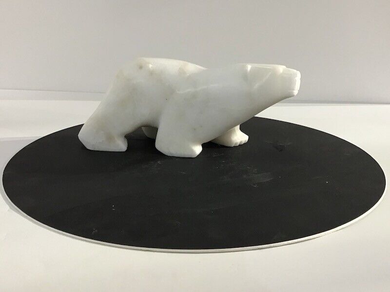 Inuit Carving: Hand Carved Alabaster Stone Bear Art