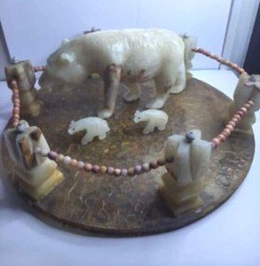 Onyx Polar Bear Carvings with Base