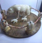 Onyx Polar Bear Carvings with Base