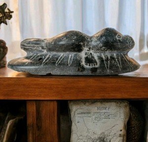 Inuit Soapstone Seal Pup Carving - 5.75