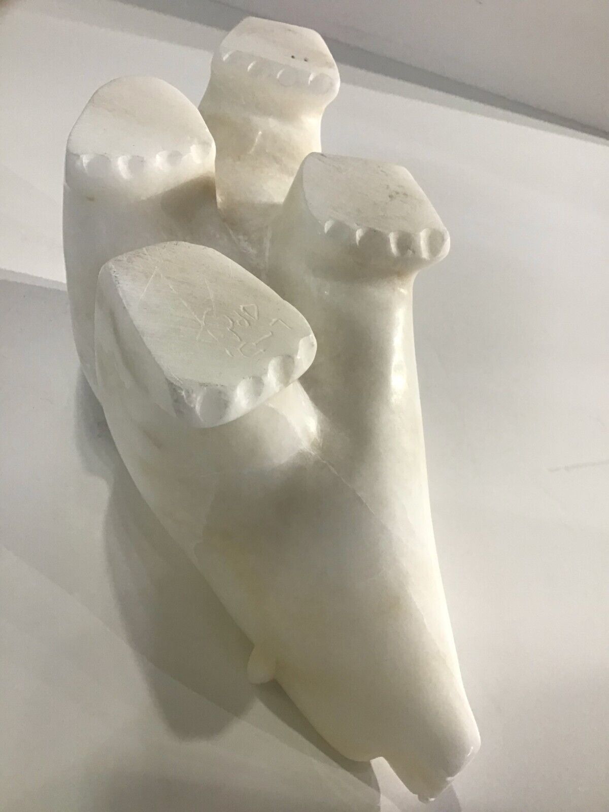 Inuit Carving: Hand Carved Alabaster Stone Bear Art