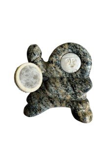 Vintage Inuit Stone Drummer Carving Sculpture