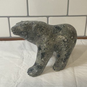 Signed 6" Inuit Stone Polar Bear Carving