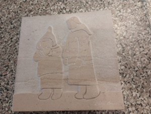 David Bernett Inuit Girls Marble Art Carving