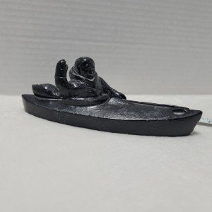 Inuit Soapstone Hunting Kayak Sculpture from Vancouver