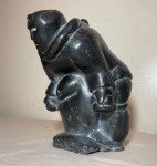 Antique Inuit Soapstone Seal Carving Sculpture