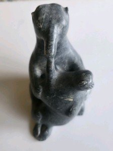 Inuit Soapstone Carving: Polar Bear and Seal