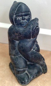1973 Inuit Stone Seal Hunter Sculpture - Nayoumealook