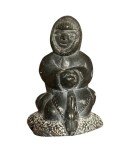 Signed Vintage Inuit Soapstone Fishing Carving 1976