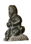 Signed Vintage Inuit Soapstone Fishing Carving 1976